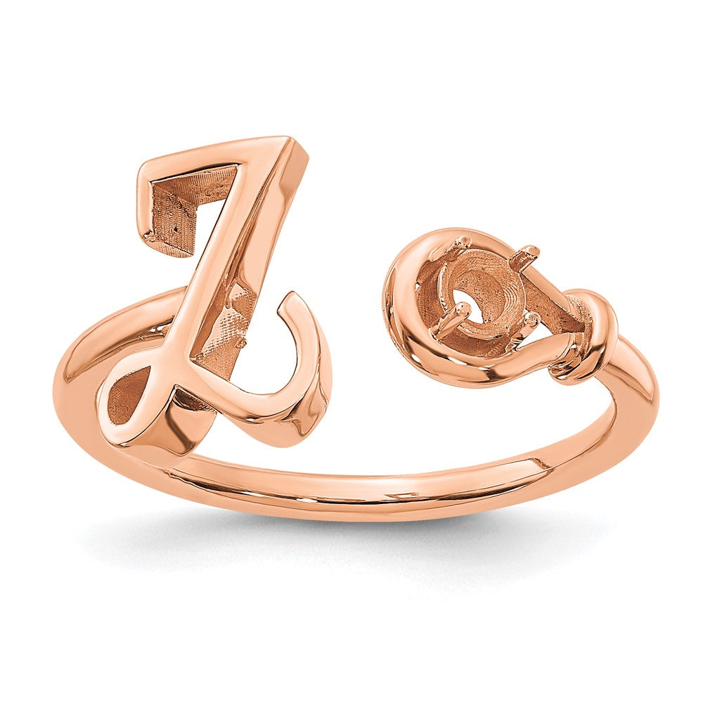 14K Rose Gold Letter Z with Birthstone Ring