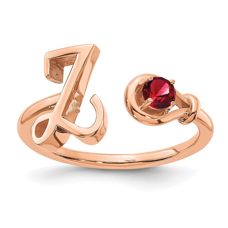 14K Rose Gold Letter Z with Birthstone Ring