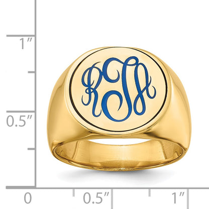 14K Yellow Gold Round with Engravable Top Signet Ring