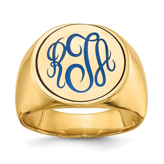 14K Yellow Gold Round with Engravable Top Signet Ring