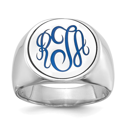 14K White Gold Round with Engravable Top Signet Ring