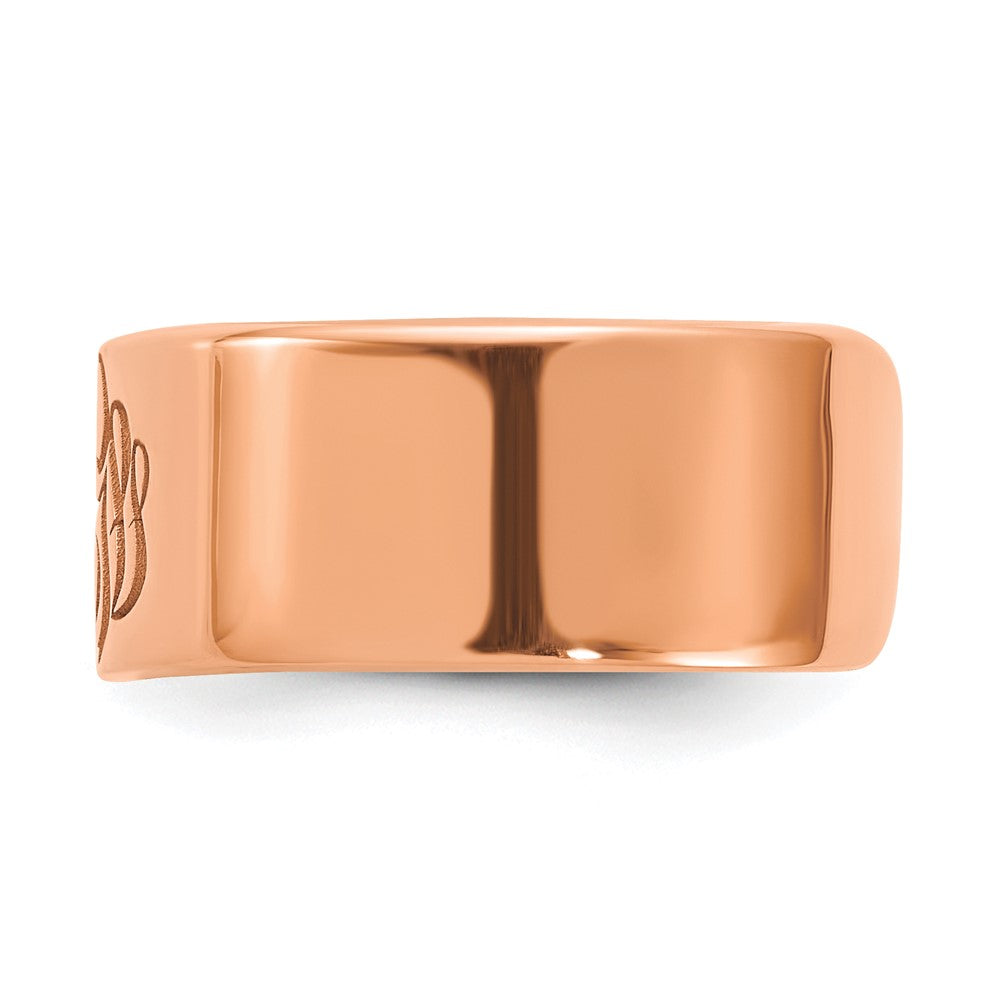 14K Rose Gold Polished Cigar Style Monogram Ring