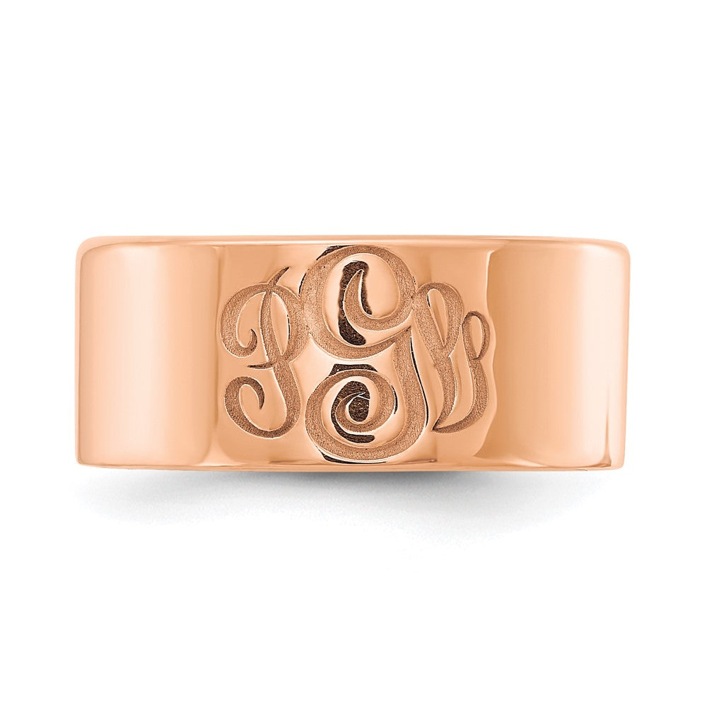 14K Rose Gold Polished Cigar Style Monogram Ring