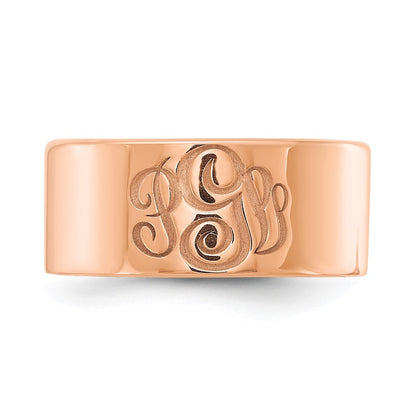 14K Rose Gold Polished Cigar Style Monogram Ring
