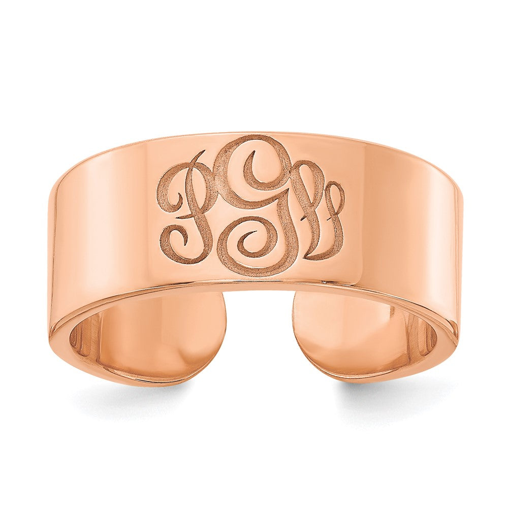 14K Rose Gold Polished Cigar Style Monogram Ring