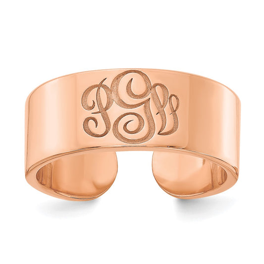 14K Rose Gold Polished Cigar Style Monogram Ring