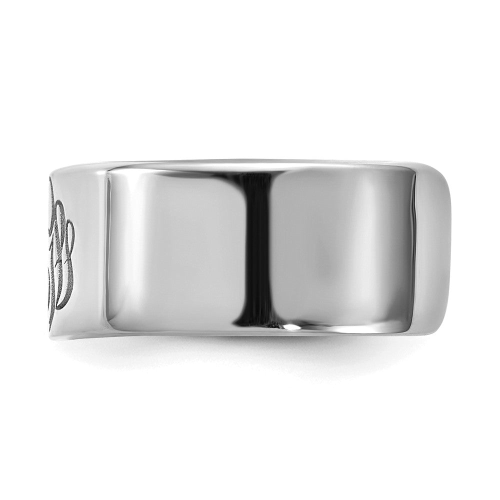 14K White Gold Polished Cigar Style Monogram Ring