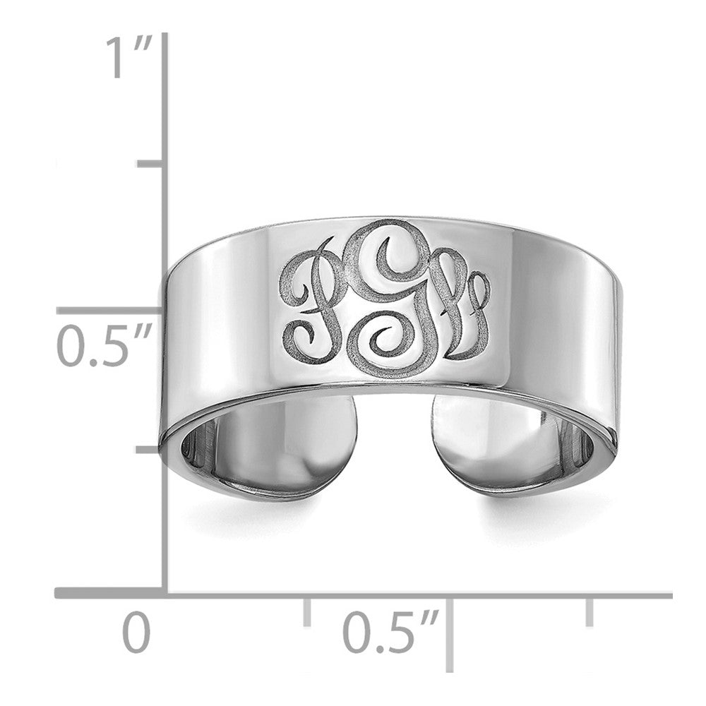 14K White Gold Polished Cigar Style Monogram Ring