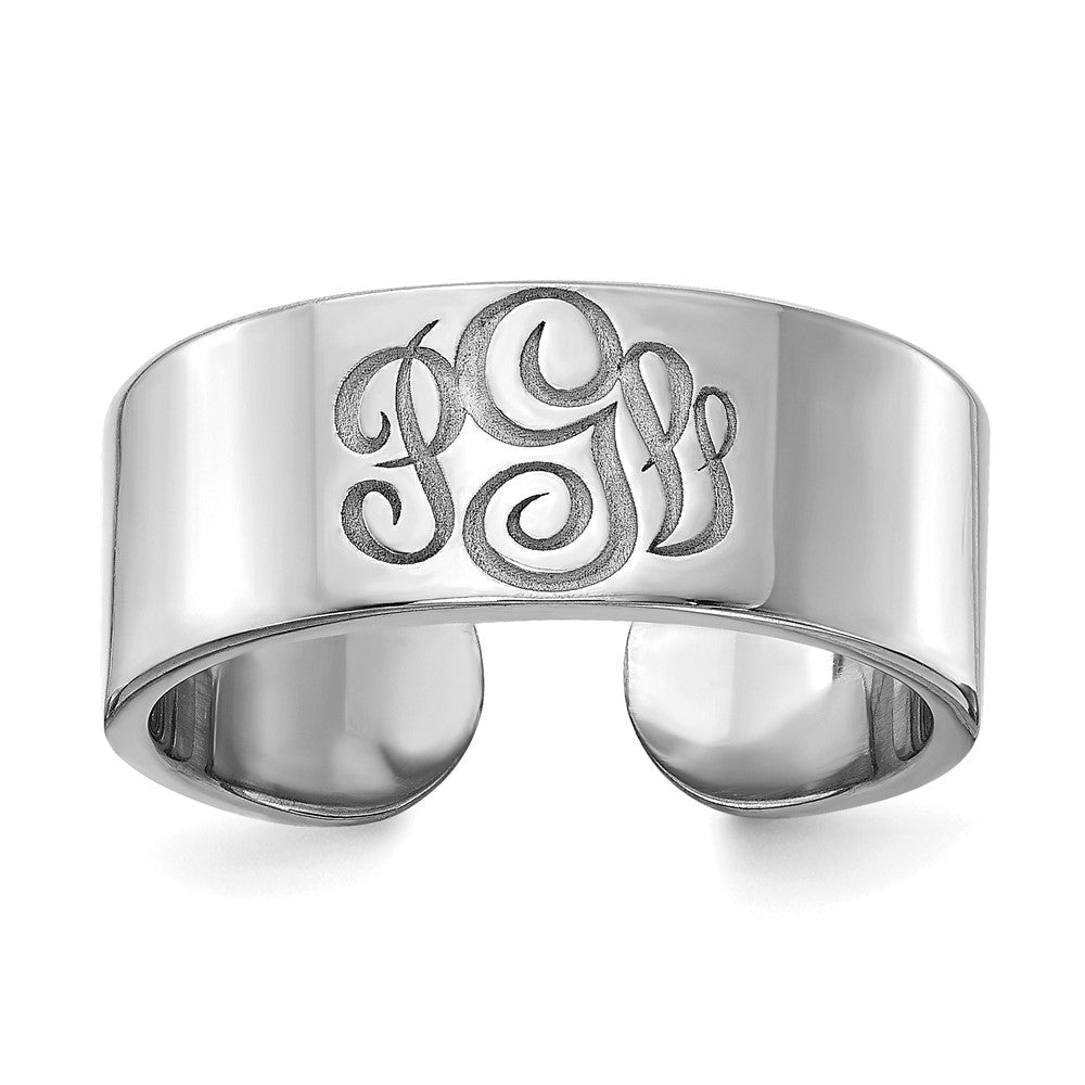 14K White Gold Polished Cigar Style Monogram Ring