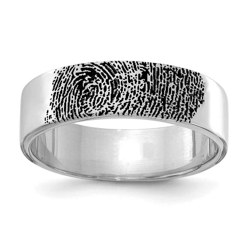 14K White Gold Fingerprint Ring