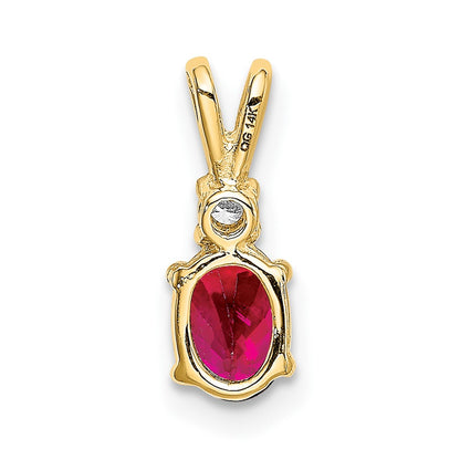 14k 6x4mm Oval Ruby AAA Diamond pendant