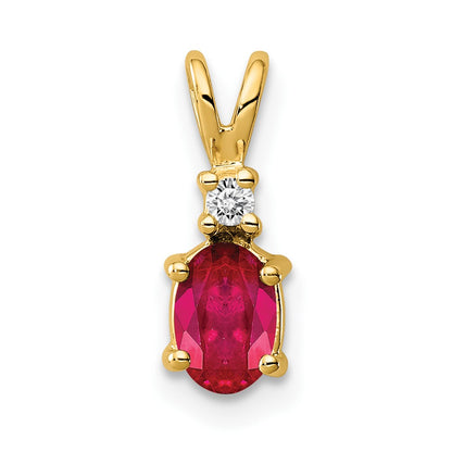 14k 6x4mm Oval Ruby AAA Diamond pendant