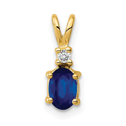 14k 6x4mm Oval Sapphire VS Diamond pendant