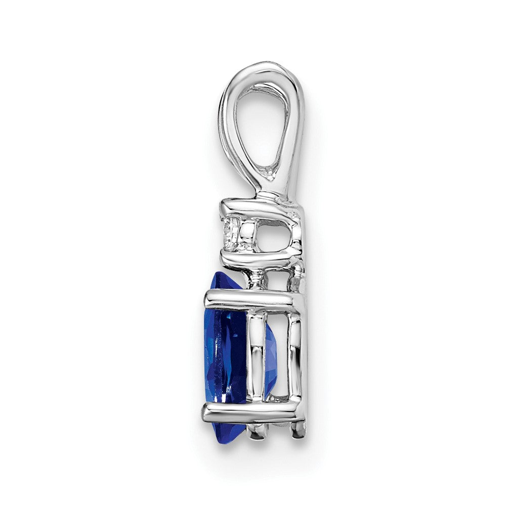 14k White Gold 6x4mm Oval Sapphire AA Diamond pendant