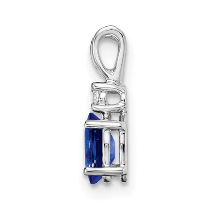 14k White Gold 6x4mm Oval Sapphire AA Diamond pendant
