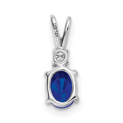 14k White Gold 6x4mm Oval Sapphire AA Diamond pendant