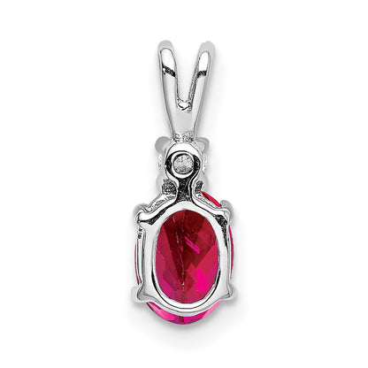 14k White Gold 7x5mm Oval Ruby AAA Diamond pendant