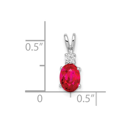14k White Gold 7x5mm Oval Ruby AAA Diamond pendant