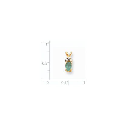 14K Yellow Gold 6x4mm Oval Emerald VS Real Diamond pendant