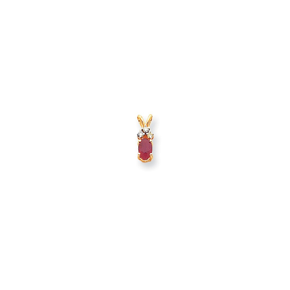 14k 6x4mm Oval Ruby VS Diamond pendant