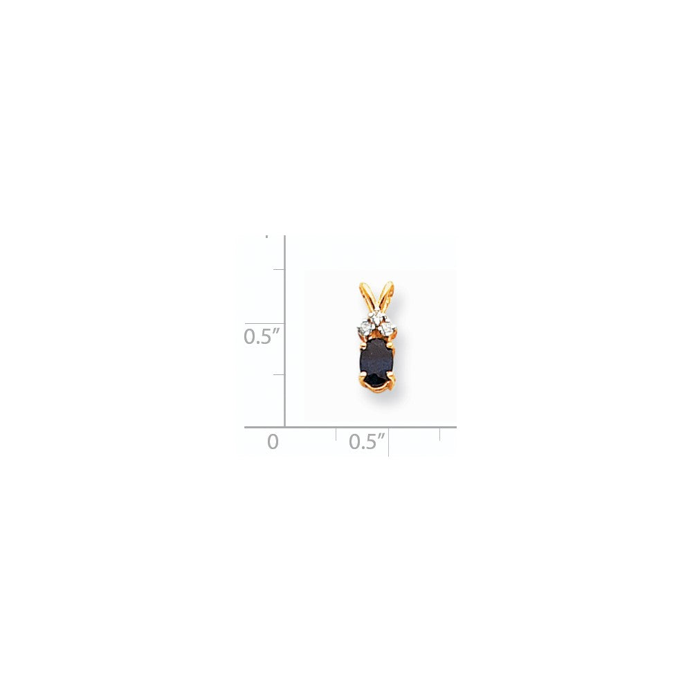 14k 6x4mm Oval Sapphire VS Diamond pendant