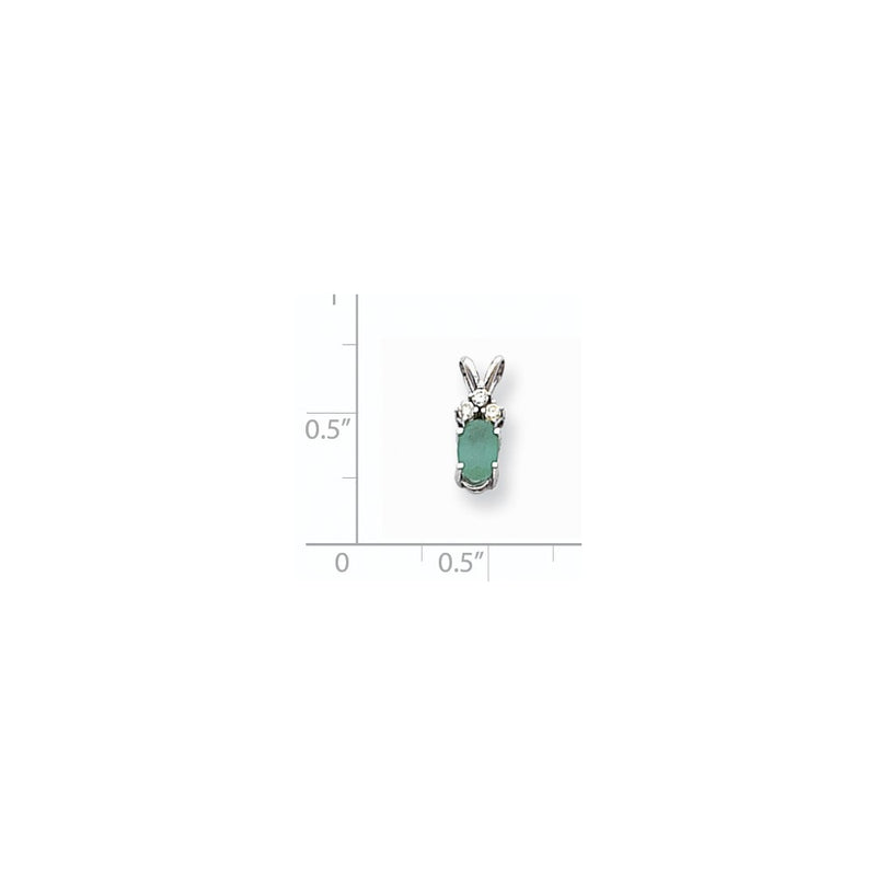 14k White Gold Emerald Real Diamond pendant