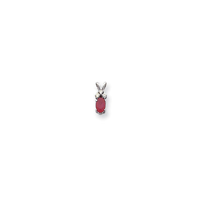14k White Gold 6x4mm Oval Ruby AA Diamond pendant