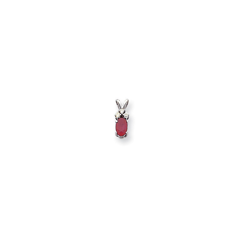 14k White Gold 6x4mm Oval Ruby VS Diamond pendant