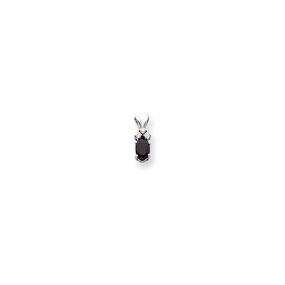 14k White Gold 6x4mm Oval Sapphire A Diamond pendant