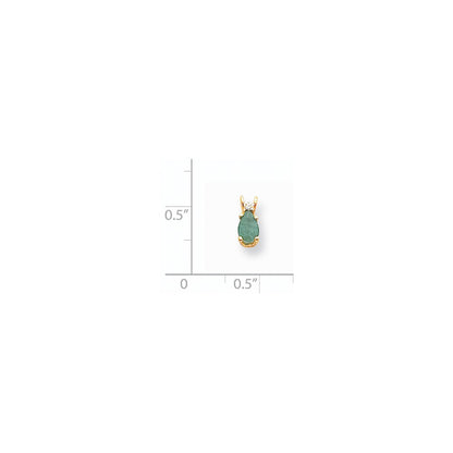 14K Yellow Gold 6x4mm Pear Emerald AAA Real Diamond pendant
