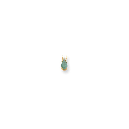 14K Yellow Gold 6x4mm Pear Emerald VS Real Diamond pendant