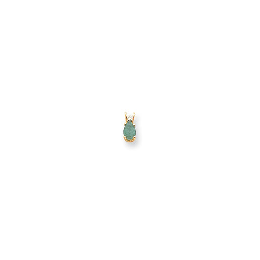 14K Yellow Gold 6x4mm Pear Emerald A Real Diamond pendant