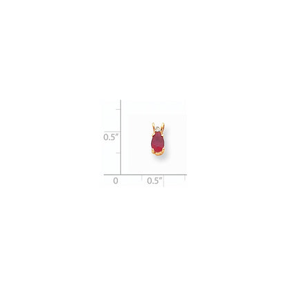 14K Yellow Gold 6x4mm Pear Ruby A Real Diamond pendant