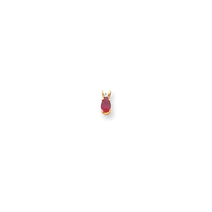 14K Yellow Gold 6x4mm Pear Ruby AA Real Diamond pendant