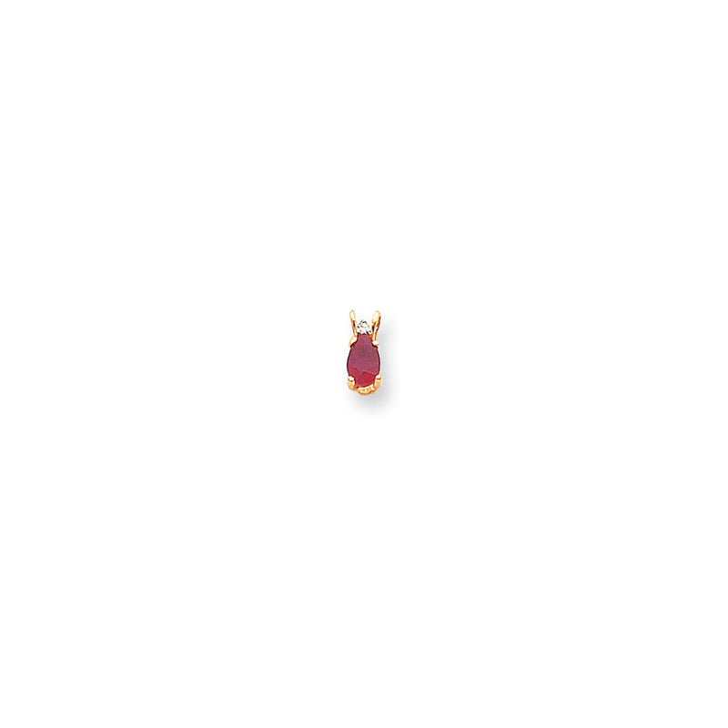 14K Yellow Gold 6x4mm Pear Ruby AAA Real Diamond pendant