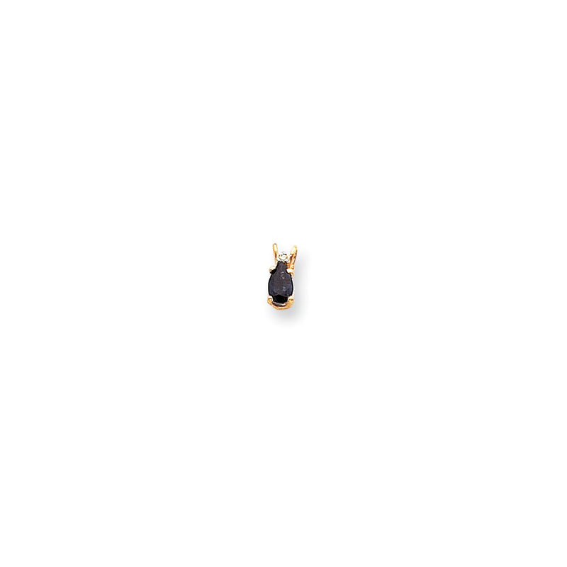 14K Yellow Gold 6x4mm Pear Sapphire VS Real Diamond pendant