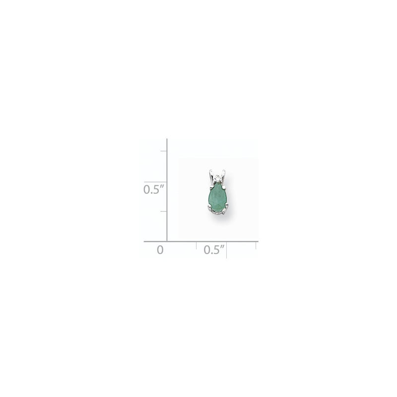 14k White Gold Emerald Real Diamond pendant