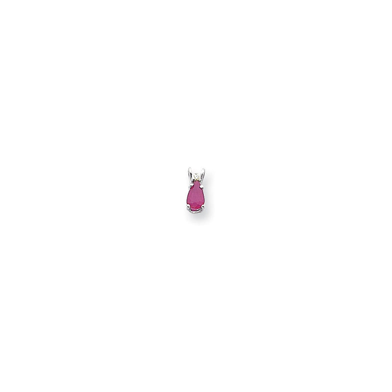14k White Gold 6x4mm Pear Ruby AAA Real Diamond pendant