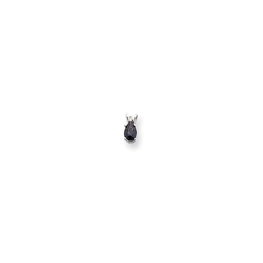 14k White Gold 6x4mm Pear Sapphire A Real Diamond pendant