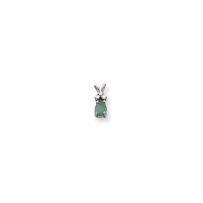 14k White Gold Emerald Real Diamond pendant