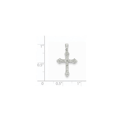 14k White Gold Real Diamond Cross Pendant