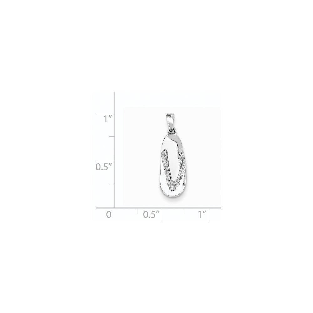 14k White Gold AA Quality Completed Real Diamond Sandal Pendant