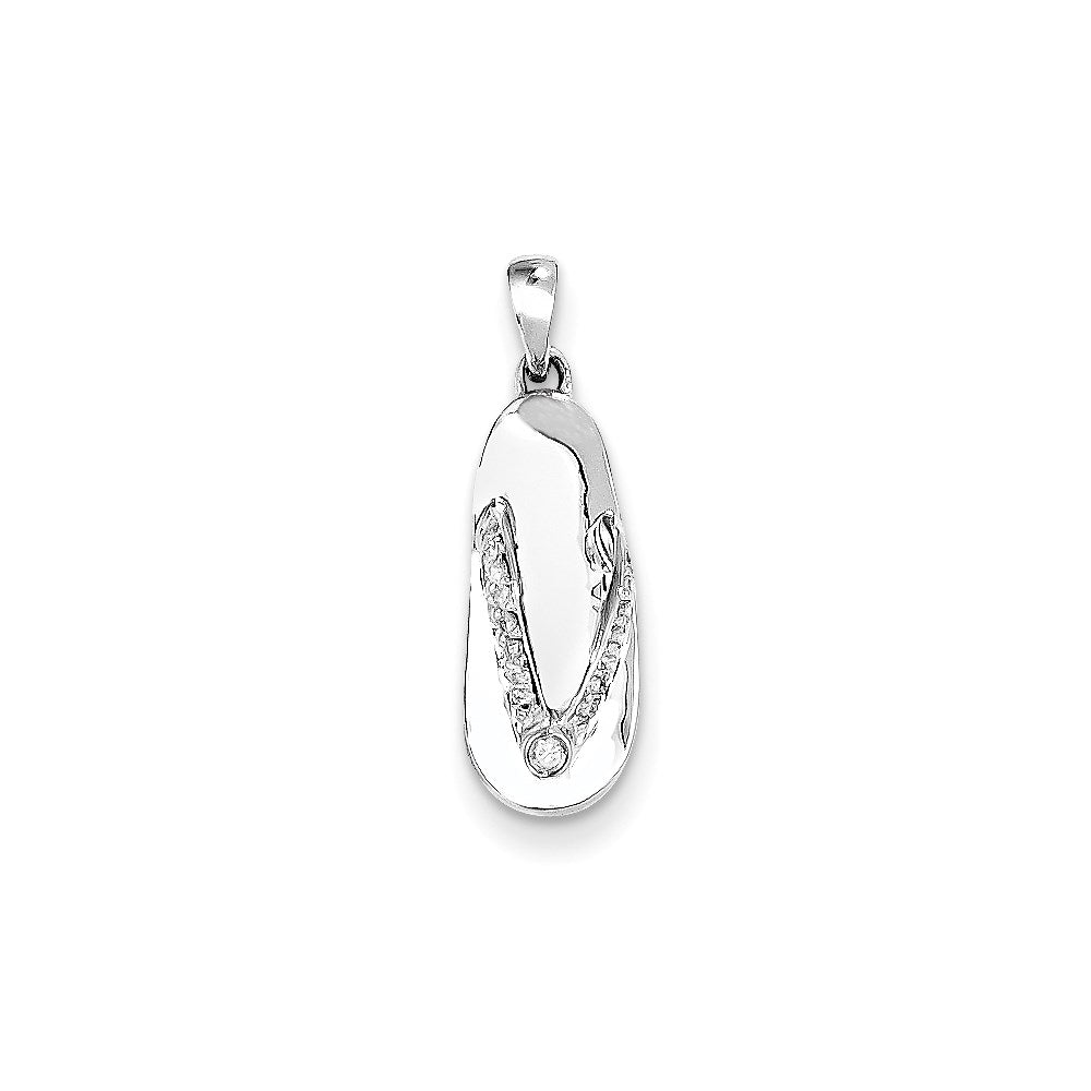 14k White Gold AA Quality Completed Real Diamond Sandal Pendant
