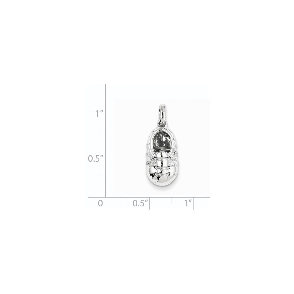 14k White Gold Real Diamond Baby Boy Shoe Pendant