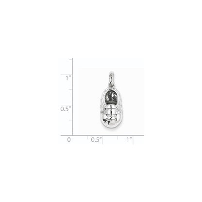 14k White Gold Real Diamond Baby Boy Shoe Pendant