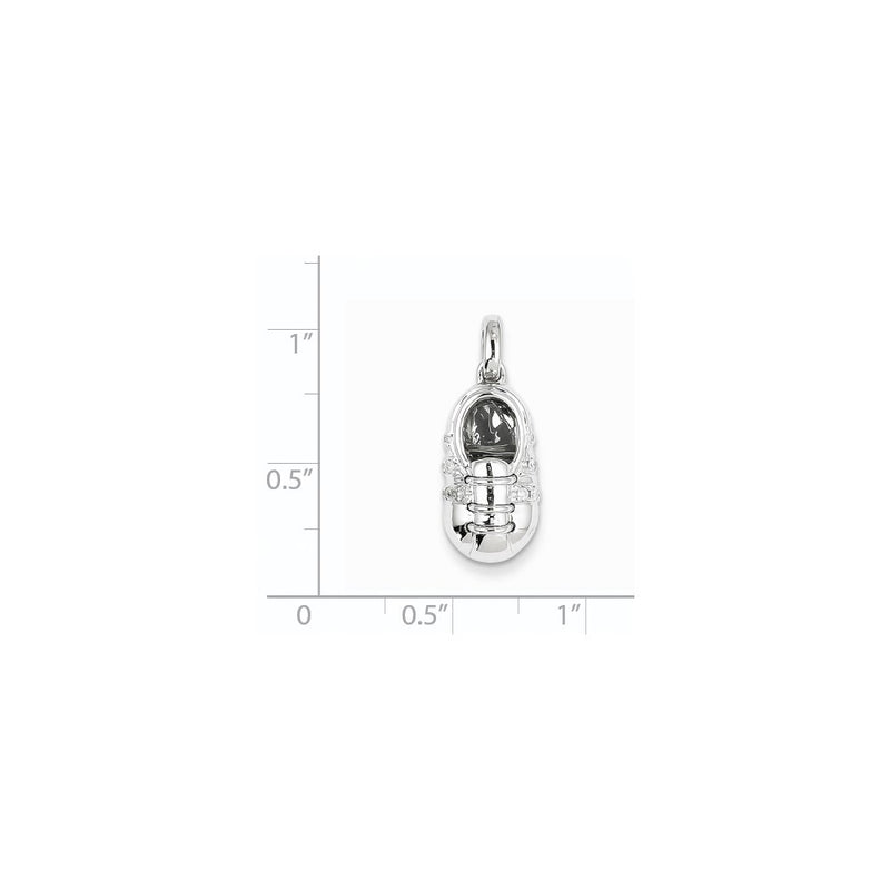 14k White Gold Real Diamond Baby Boy Shoe Pendant