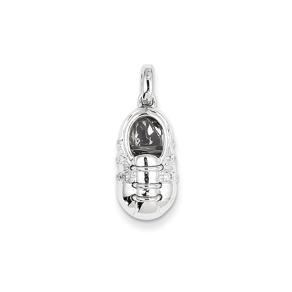 14k White Gold Real Diamond Baby Boy Shoe Pendant