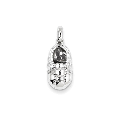 14k White Gold Real Diamond Baby Boy Shoe Pendant