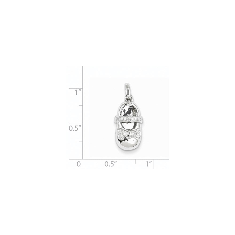 14k White Gold Real Diamond Baby Girl Shoe Pendant
