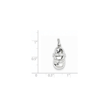 14k White Gold Real Diamond Baby Girl Shoe Pendant
